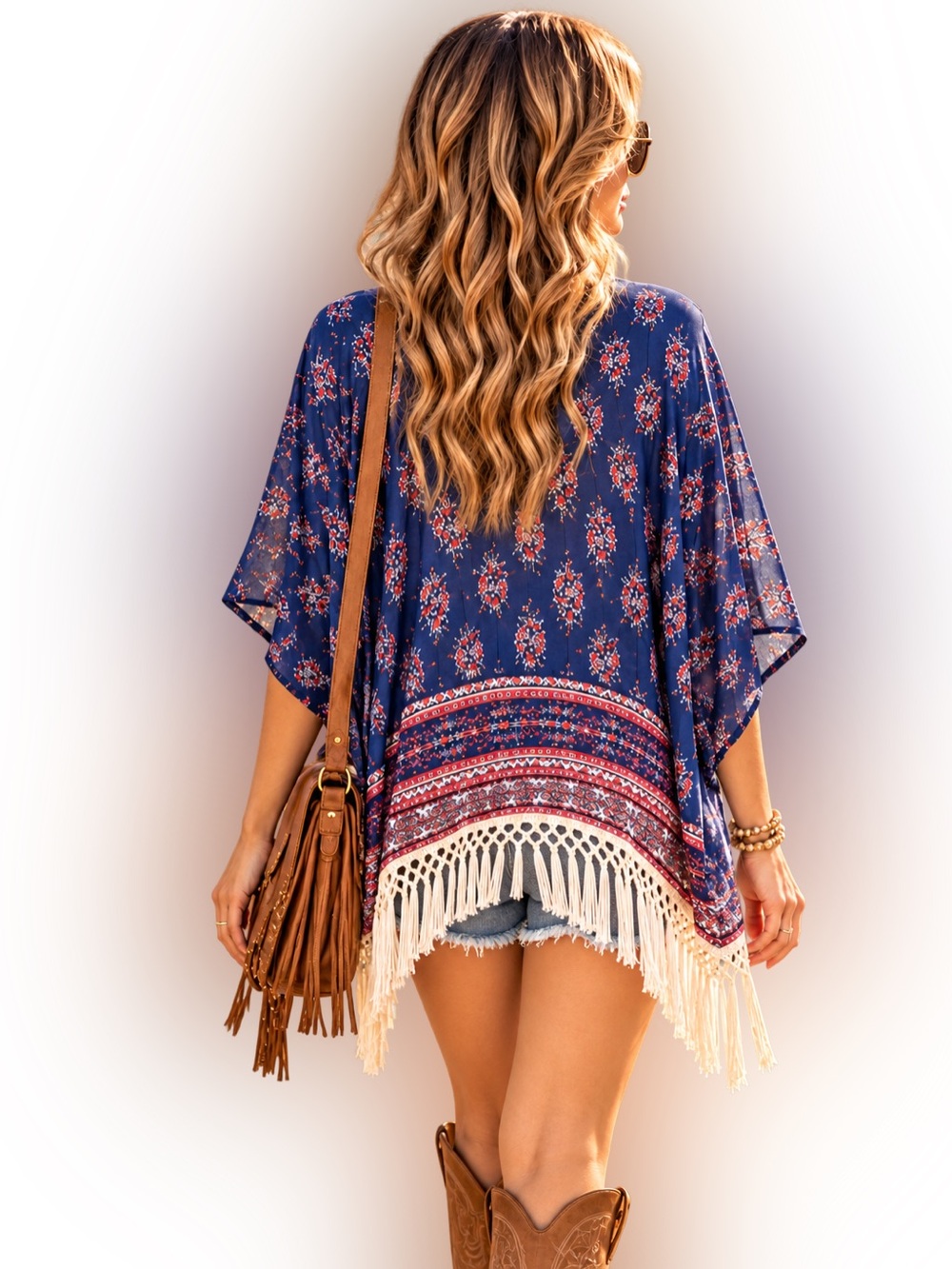 Abercrombie & Fitch Katrina Floral Fringe Kimono Boho One Size